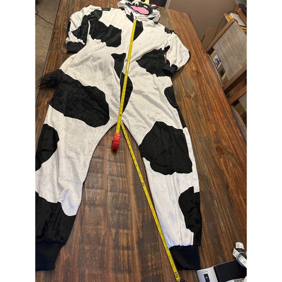 Spirit Cow Costume Jumpsuit with Hood‎ and Tail Halloween Cosplay Adult  S/M - Picture 6 of 13
